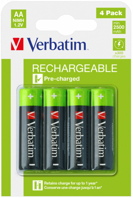 Verbatim premium alkaline rechargeable batteries hr6 aa (4 pack), , medium-null
