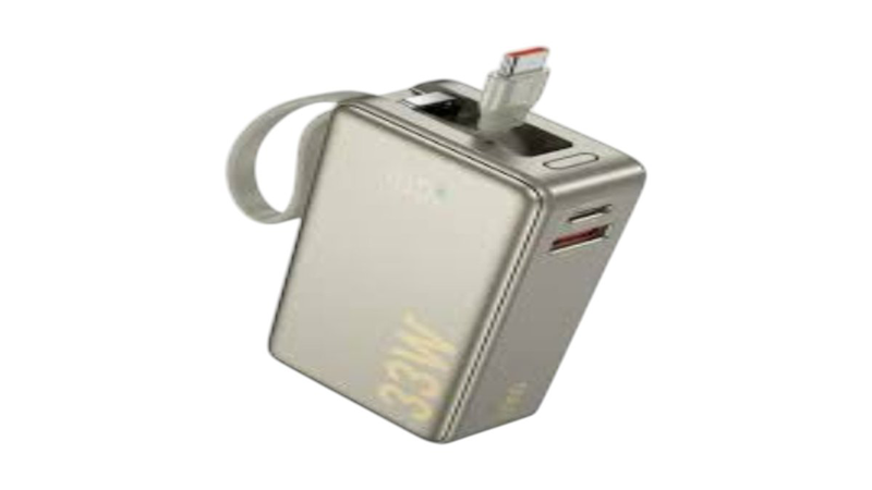Hoco q27a jewel 33w power bank with cable, 10000mAh, titanium gold, , medium-null