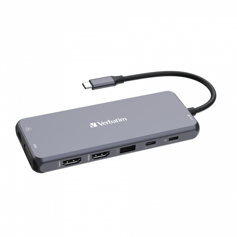Verbatim - hub - 2 x HDMI + 1 x vga + 7 x USB + 1 x 1 gigabit ethernet - desktop, , medium-null