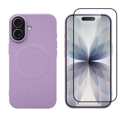 iPhone 17 MagSafe silicone case & full face glass purple, Purple, medium