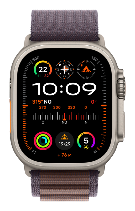 Apple watch ultra 2 lte 49mm titanium case with brown fluoroelastomer - l-null