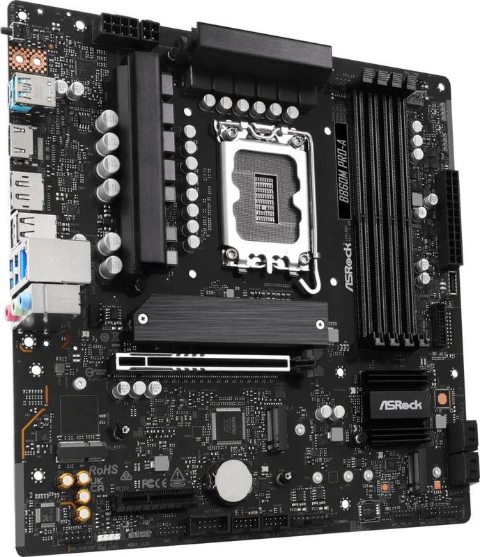 Asrock b860m pro-a micro-atx motherboard lga1851 b860 ddr5 pcie 5.0 3x m.2 2.5GBe black 90-mxbrr0-a0uayz-null