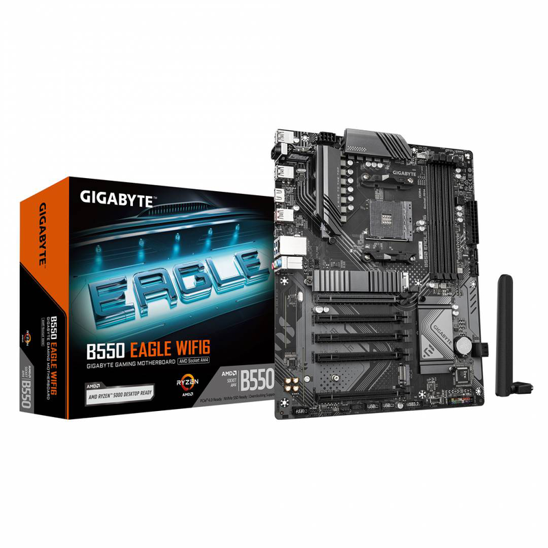 Gigabyte b550 eagle Wi-Fi 6 atx motherboard socket am4 AMD b550 ddr4 pcie 4.0 dual m.2 Wi-Fi 6GBe USB-c black-null