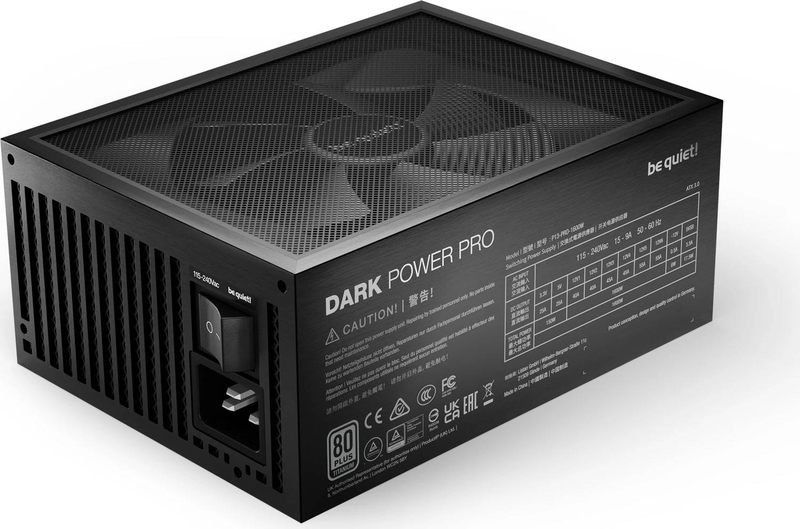 Be quiet! Dark power pro 13 1600w atx power supply 80 plus titanium fully modular atx 3.0 dual 12vhpwr silent wings black-null