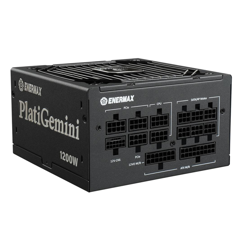 Enermax platigemini egn1200p 1200w atx 3.1 atx12vo fully modular power supply 80 plus platinum 12v-2x6 black-null