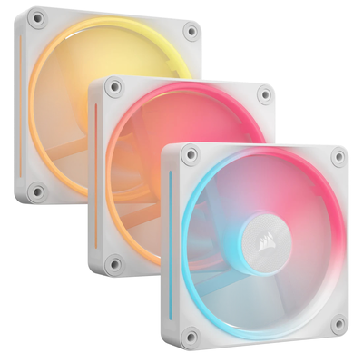 Corsair icue link lx120-r rgb 120mm pwm reverse 3x fans starter kit white (co-9051054-ww), Rgb, medium