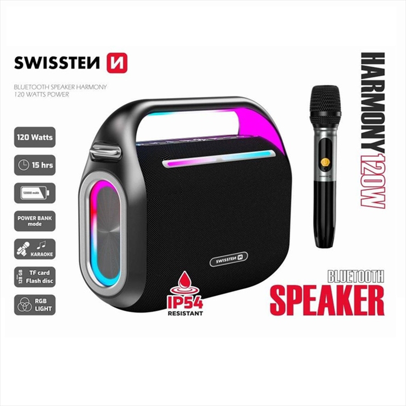 Swissten karaoke bluetooth speaker harmony 120w black, , medium image number null