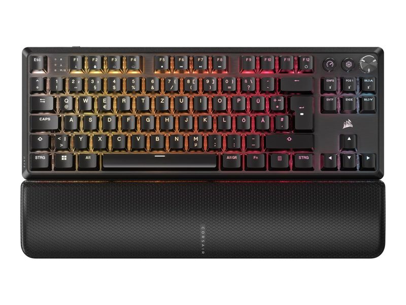 Corsair k70 core tkl wireless rgb - keyboard - tkl - backlit - wireless - bluetooth, USB, 2.4 GHz - qwertz - german - key switch: corsair mlx red v2 - black, , medium-null