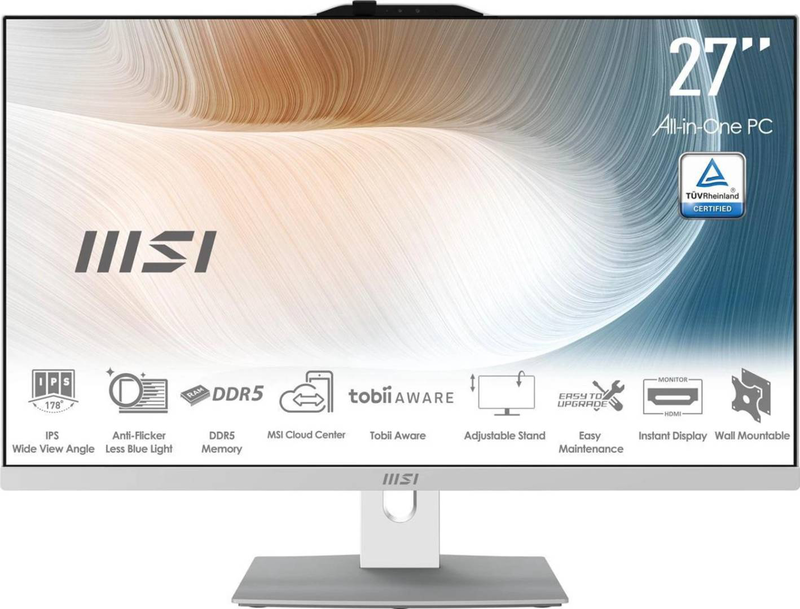 Msi modern am272p 1m-1236at 27" all-in-one pc, core i7 mobile, 16GB ram, 512GB SSD, white, windows 11 home | core i7 mobile-null
