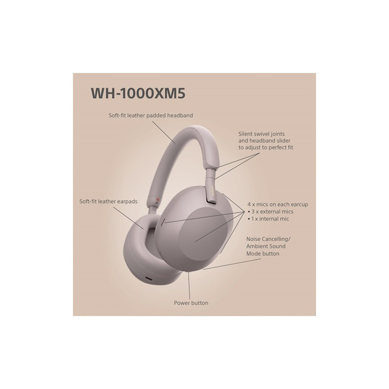 Wh-1000xm5 noise cancelling wireless headphones smoky pink image number null