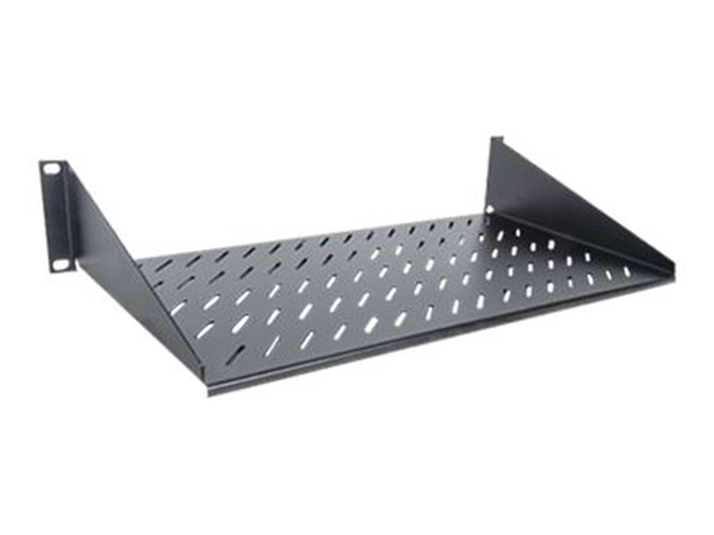 Intellinet 19" cantilever shelf, 2u, 2-point front mount, 250mm depth, black - rack shelf - black, ral 9005 - 2u - 19", , medium-null