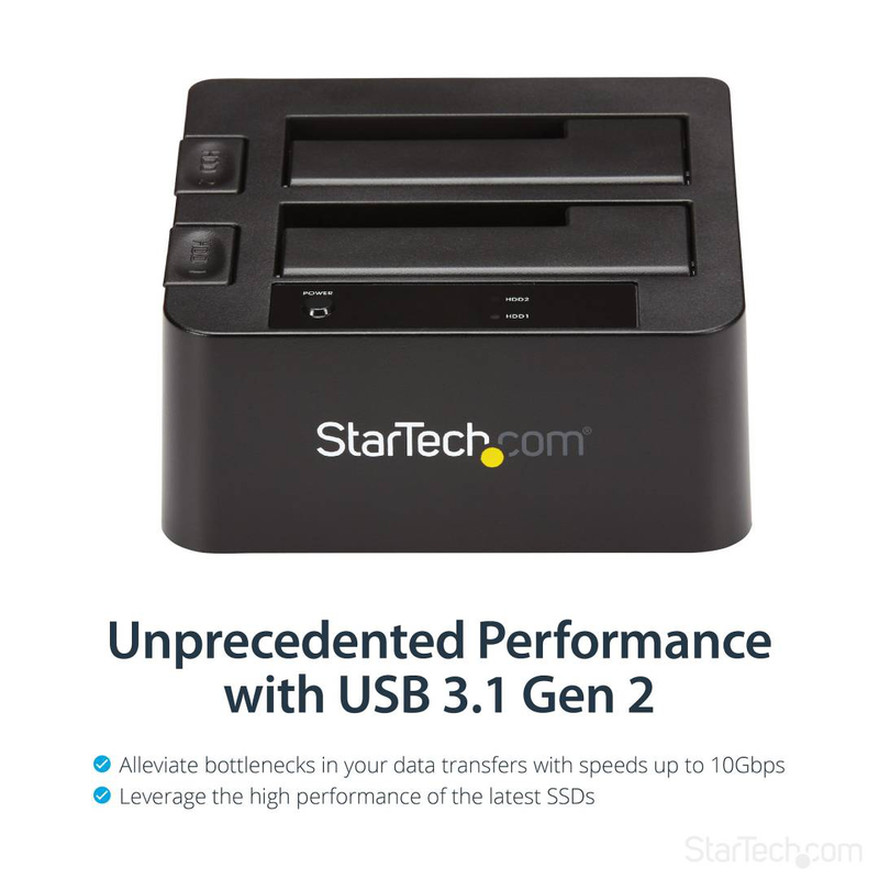 Startech sdock2u313 dual bay USB 3.1 10GBps to sata hard drive docking station with uasp for 2.5 3.5 inch HDD SSD-null