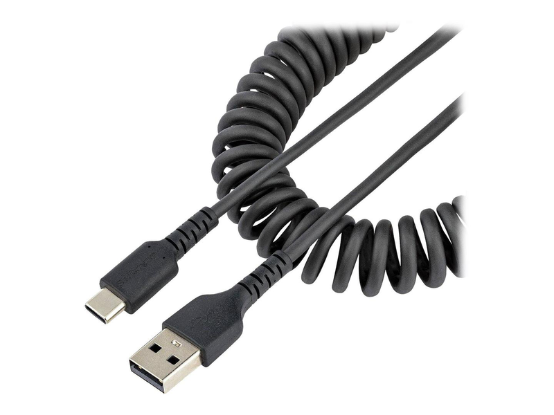 Startech.com 1m USB-c charging cable, coiled heavy duty fast charge & sync USB-c cable, USB 2.0 Type-C cable, rugged aramid fiber, / USB-c (m) to USB-c (m) / USB 2.0 / 3 a / 1 m, , medium-null