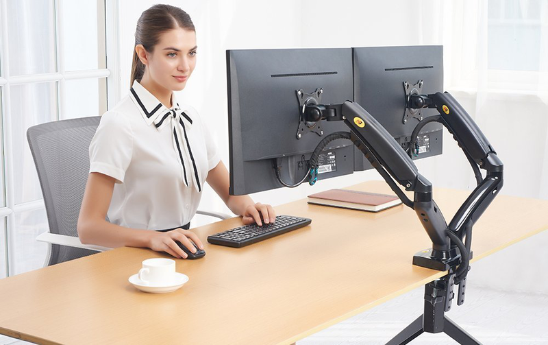Product image: Nbmounts f160 gas strut desk monitor mount dual arms black, , medium-null