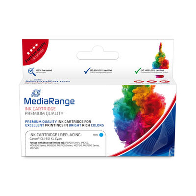 Mediarange ink cartridge canon cli-551xl cyan, , medium-null