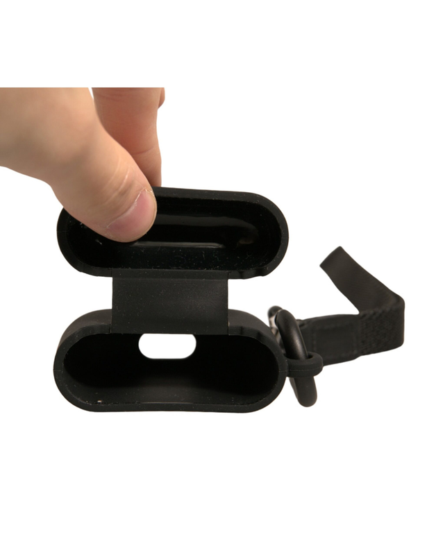 Black silicone rubber logo embossed AirPods case-null