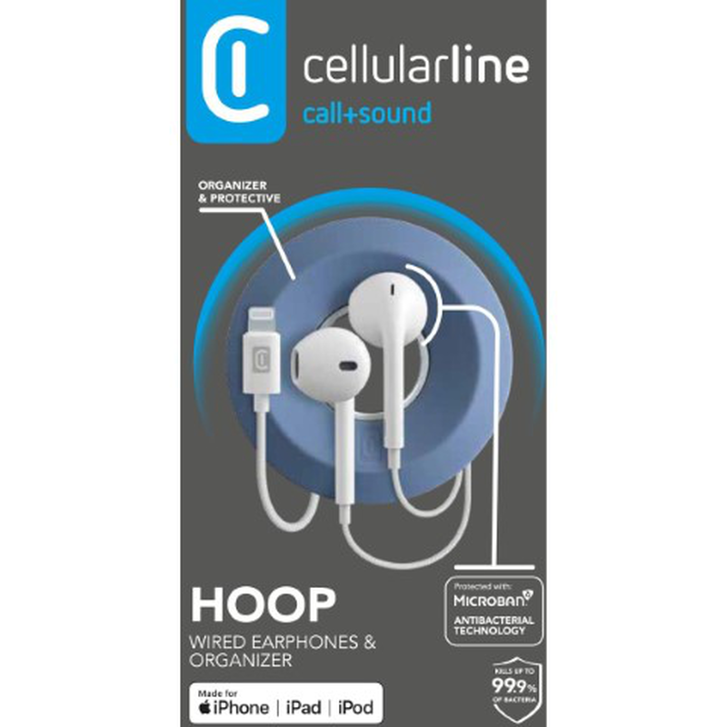 Product image: Cellularline hoop lightining wired earphones and organizer white, , medium-null