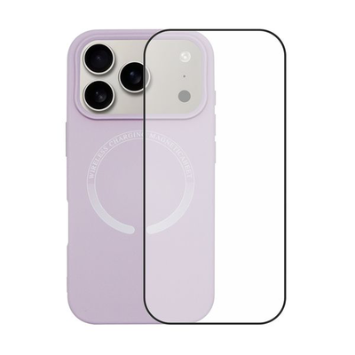 iPhone 17 pro MagSafe silicone case & full face glass purple, Purple iPhone 17 pro MagSafe silicone case & full face glass purple, Purple, medium