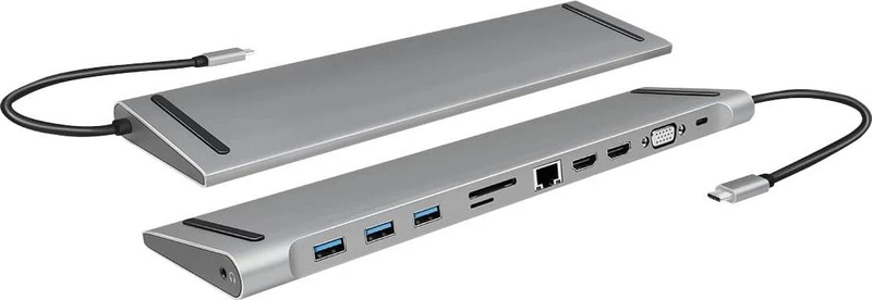 Logilink ua0373 USB-c 11-in-1 docking station 2x HDMI vga 4k triple display gigabit lan card reader 3x USB 100w pd-null