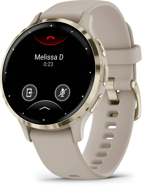 Garmin venu 3s GPS smartwatch | 41mm | amOLED | soft gold stainless steel bezel | french gray case & silicone band, , medium-null