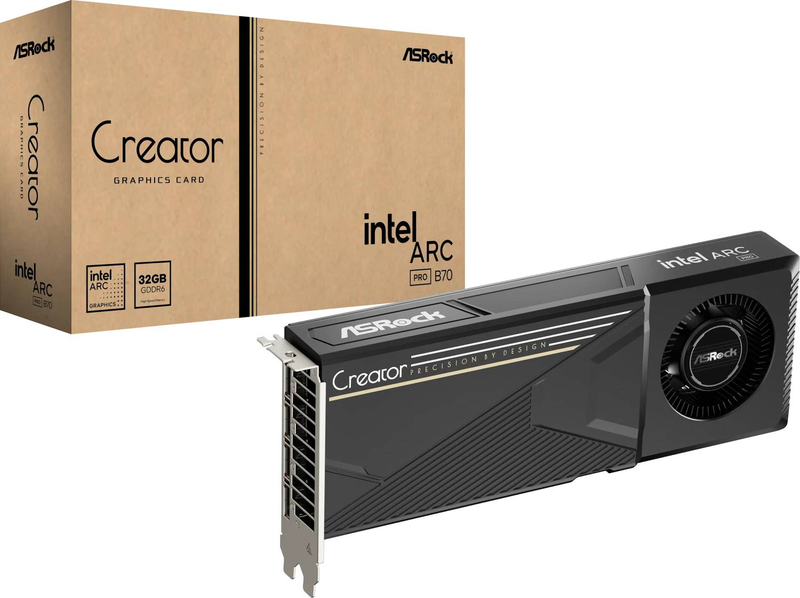 Asrock intel arc pro b70 creator 32GB gddr6 workstation graphics card pcie 5.0 4x displayport 2.1 blower-null