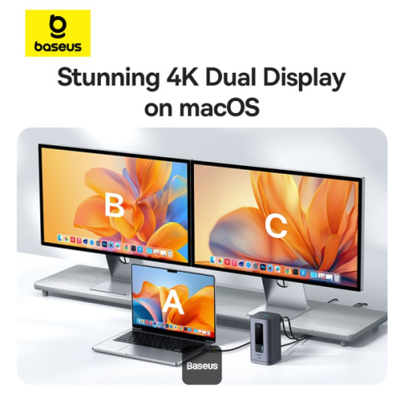 Baseus spacemate series 10-in-1 docking station dual display for mac, , medium-null