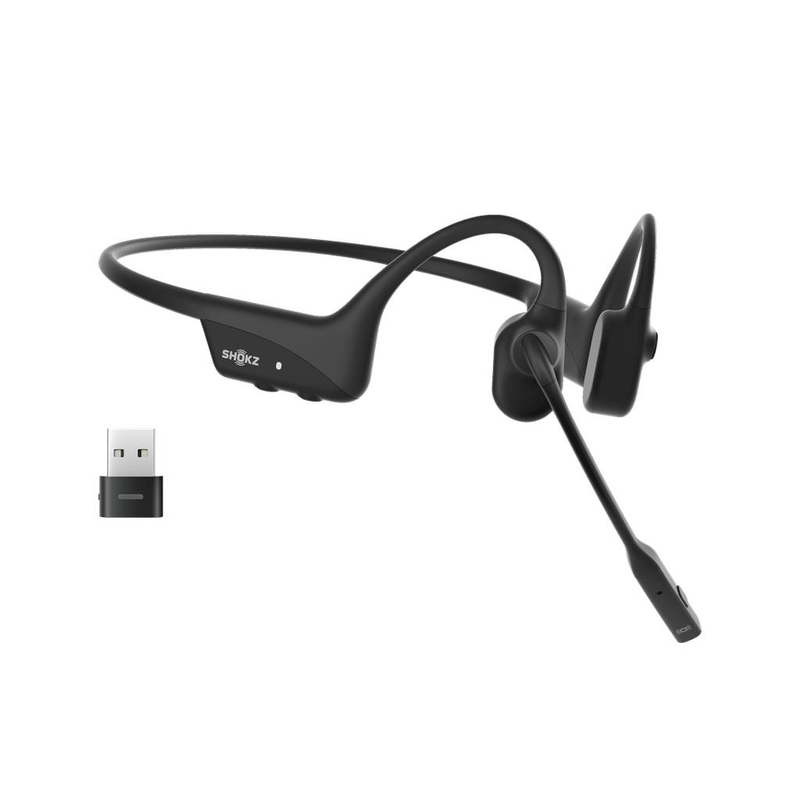 Shokz opencomm2 uc / 2025 upgrade / headset / open ear / behind-the-neck mount / bluetooth / wireless / USB-a via bluetooth adapter / black / zoom certified, , medium-null