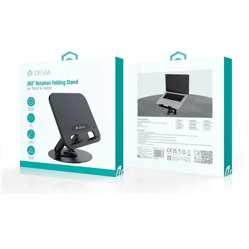Devia el238 holder stand for laptop tablet foldable with 360 rotation, , medium-null