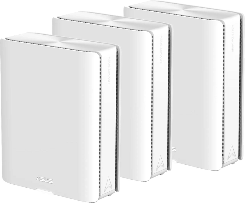 Asus zenWi-Fi bq16 be25000 quad-band Wi-Fi 7 mesh system 3-pack dual 10g ports mlo aimesh smart home master white-null