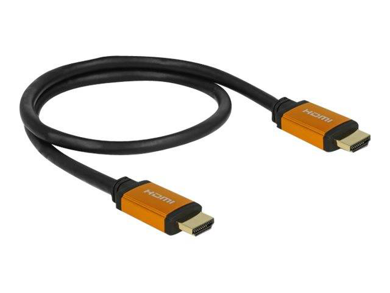 Delock / HDMI cable (m) to HDMI (m) / 50 cm / triple shielded / black, gold / 8k, , medium-null