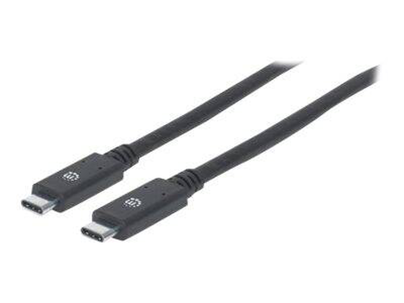 Manhattan USB-c to USB-c cable, 2m, male to male, black, 5GBps (USB 3.2 Gen1 aka USB 3.0), 3a (fast charging),-null