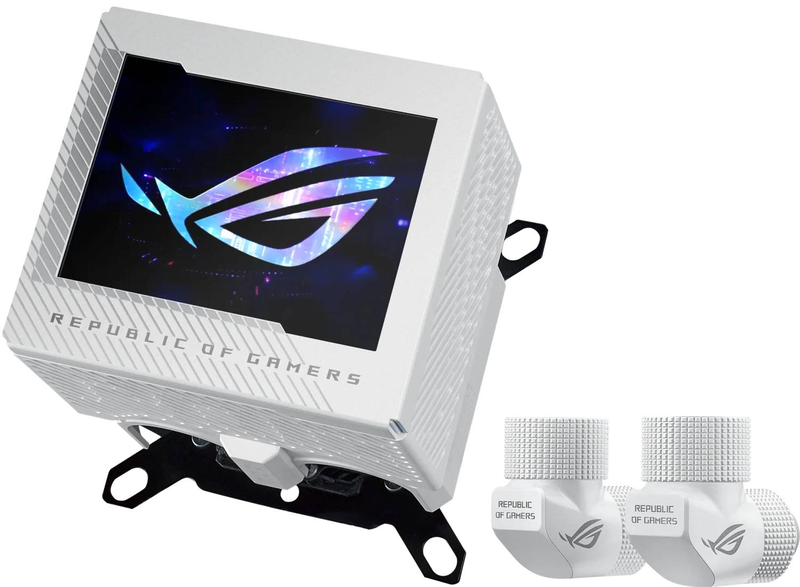 Asus rog ryujin III wb white edition CPU water block custom loop 3.5 inch lcd copper cold plate embedded vrm fan lga1700 am5 white-null