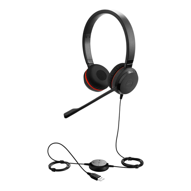 Jabra evolve 30 II uc stereo 5399-829-309 wired on-ear office headset USB-a 3.5mm noise-cancelling mic black-null