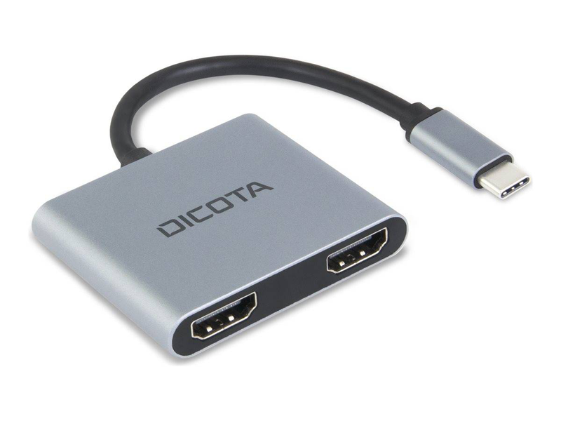 Dicota d32063 USB-c 4-in-1 mini dock dual HDMI 4k USB-a 100w pd silver-null