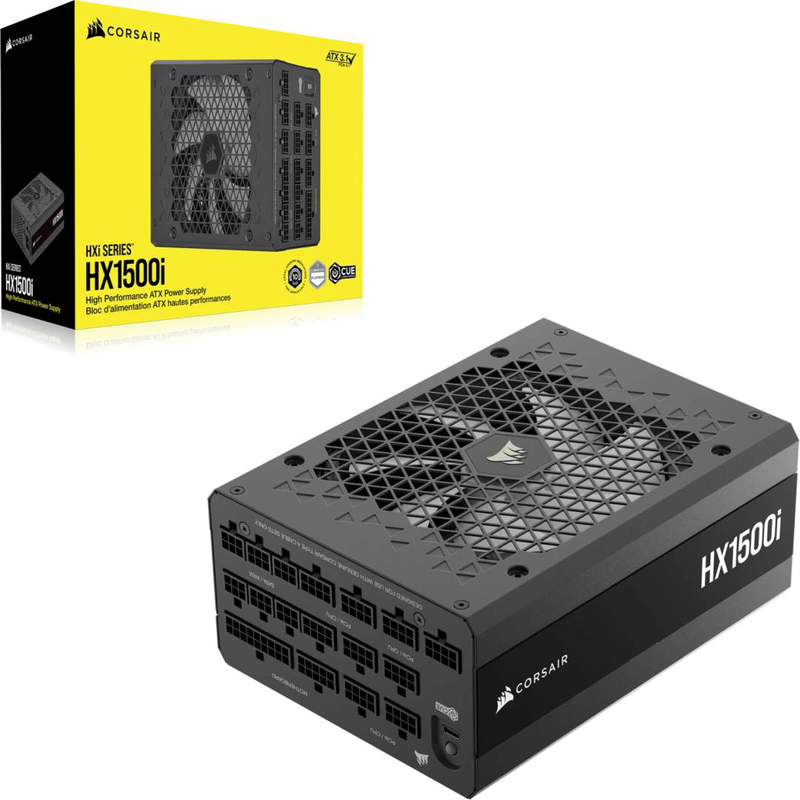 Corsair hxi hx1500i 1500w atx 3.1 digital psu 80 plus platinum fully modular dual 12v-2x6 icue 140mm black-null