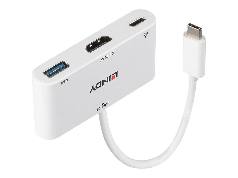 Lindy 43340 USB-c to HDMI 4k converter USB-a 3.2 port 100w pd black-null