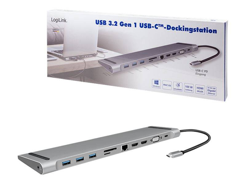 Logilink / docking station / USB-c 3.2 Gen 1 / vga, 2 x HDMI / gige, , medium-null
