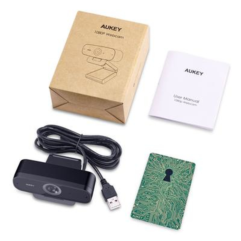 Aukey pc-w3 - webcam - colour - 2 mp - 1920 x 1080 - 1080p - fixed focal - audio - USB, , medium-null