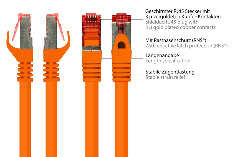 Good connections rns - patch cable - rj-45 (m) to rj-45 (m) - 1 m - sftp, pimf - cat 6 - molded, snagless - orange-null