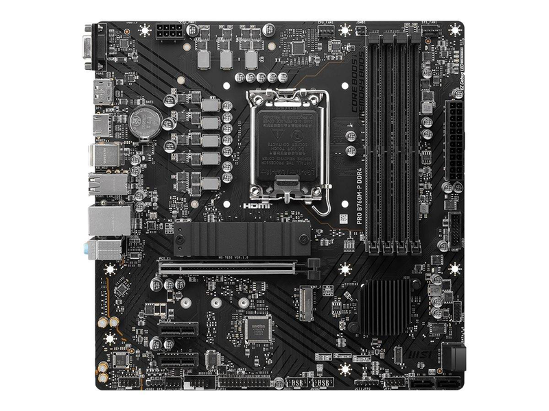 Msi pro b760m-p ddr4 micro-atx motherboard lga 1700 intel b760 pcie 4.0 dual m.2 Gen4 HDMI dp vga gbe black-null
