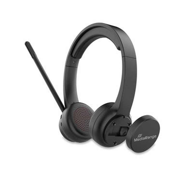 Mediarange wireless enc stereo headset with rotatable microphone arm, , medium-null