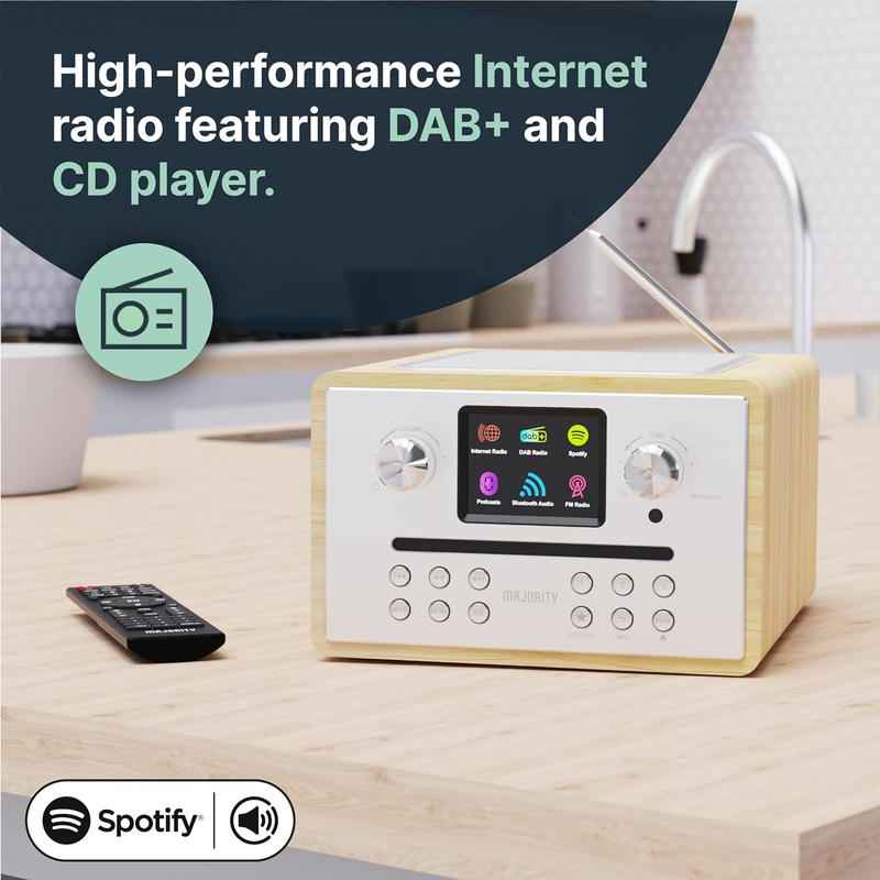 Product image: Majority radio homerton 2 fm,cd player,bt,spotify,USB oak, , medium-null