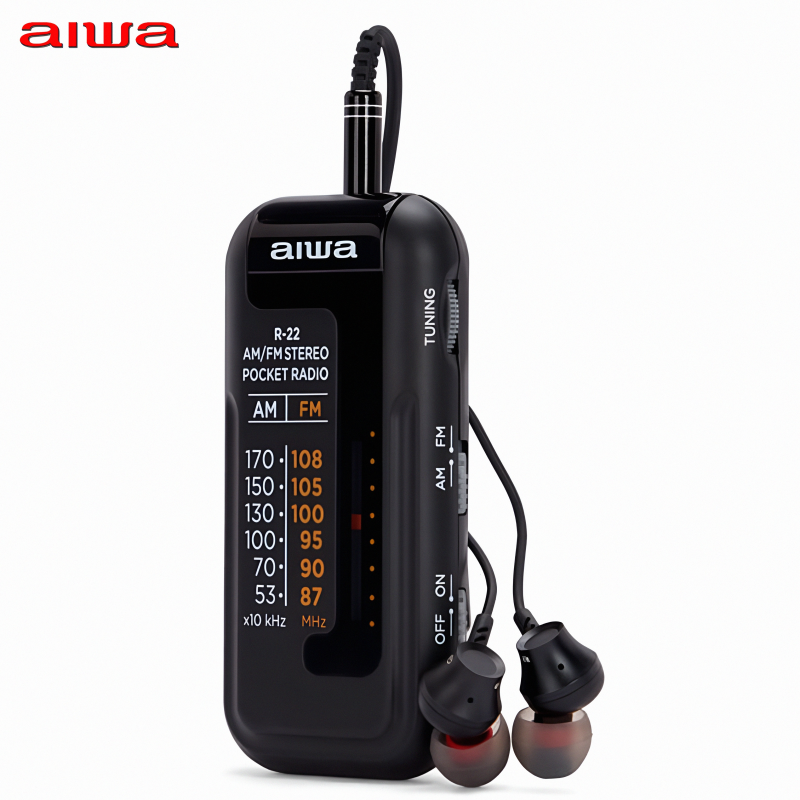 Portable pocket radio aiwa r-22bk - black, , medium-null