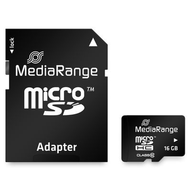 Mediarange micro sdhc card 16GB class 10 with sd adaptor-null