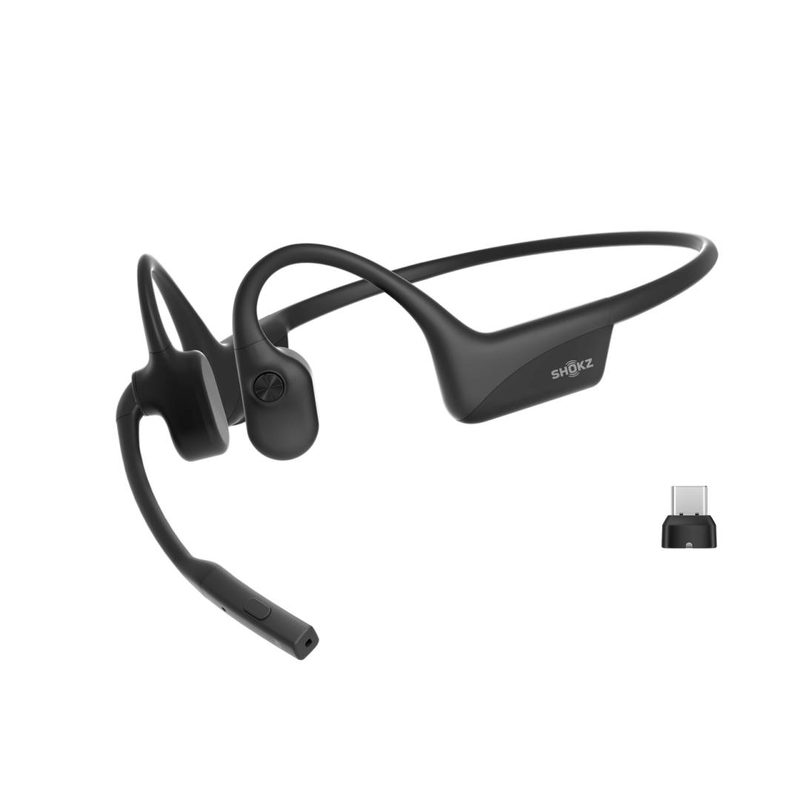 Shokz opencomm2 uc / 2025 upgrade / headset / open ear / behind-the-neck mount / bluetooth / wireless / USB-c via bluetooth adapter / black / zoom certified, , medium-null