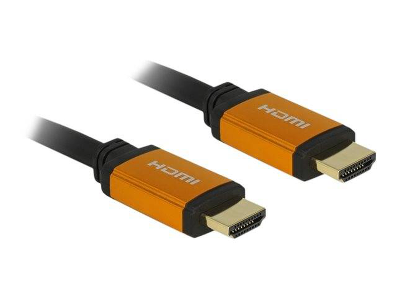 Delock / HDMI cable (m) to HDMI (m) / 50 cm / triple shielded / black, gold / 8k, , medium-null