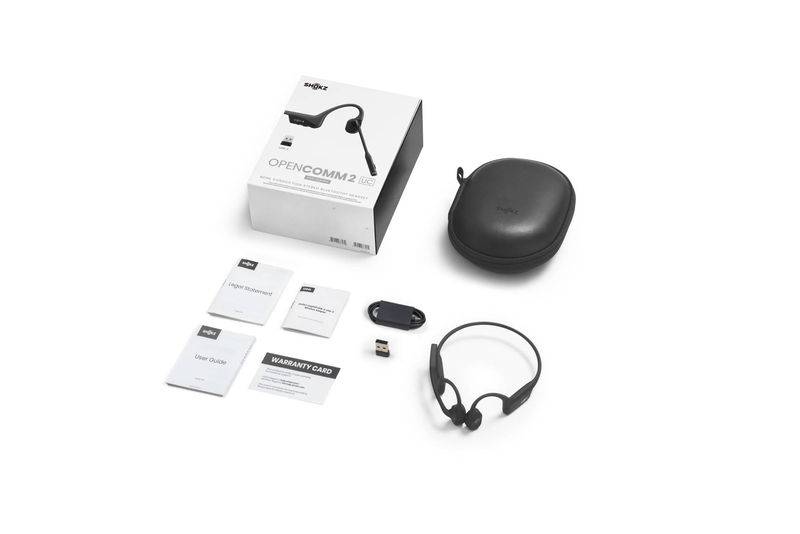 Shokz opencomm2 uc / 2025 upgrade / headset / open ear / behind-the-neck mount / bluetooth / wireless / USB-a via bluetooth adapter / black / zoom certified, , medium-null