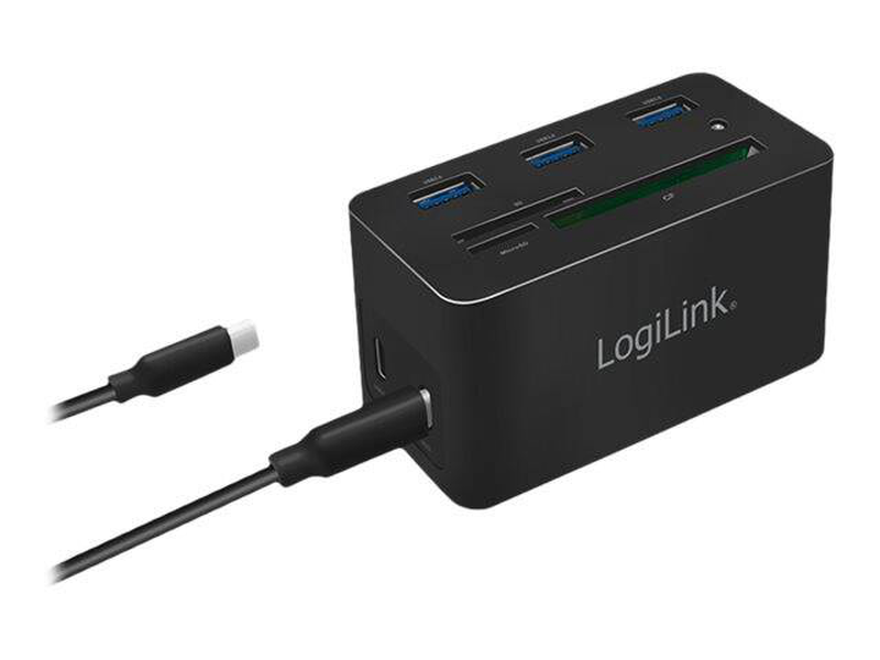 Logilink ua0370 USB-c mini docking station HDMI 4k gigabit lan 3x USB 3.0 USB-c pd 60w card reader black-null