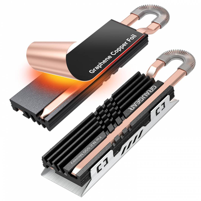 Graugear heat pipe cooler for m.2 SSD memory extension, m.2 2280 nvme SSD heatsink, , medium