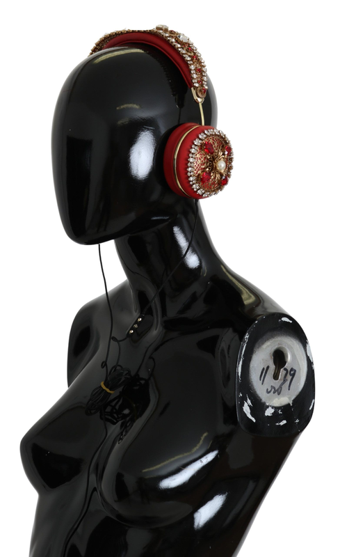 Frends leather red floral crystal headset headphones-null